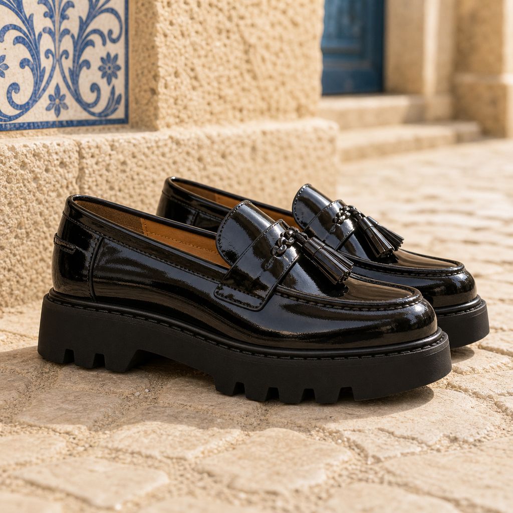 Mocassins Vernis À Plateforme Pour Hommes - Mediterranean Lifestyle