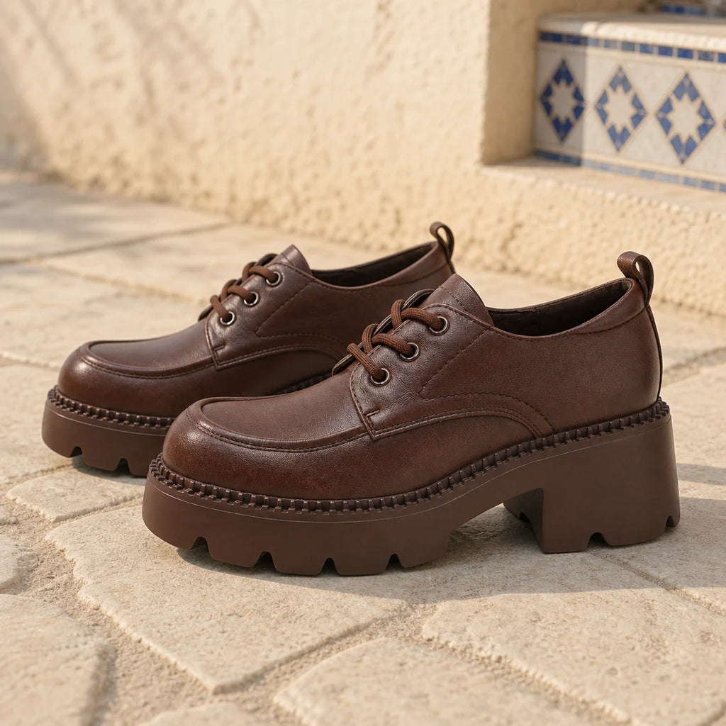 Mocassins À Plateforme En Cuir Marron Pour Femmes - Mediterranean Lifestyle