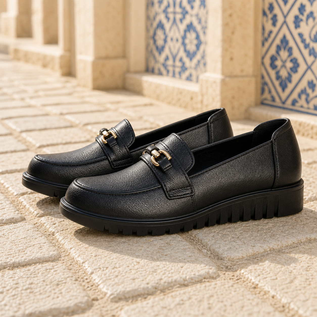 Mocassins Orthopédiques À Semelle Noire Pour Femmes - Mediterranean Lifestyle