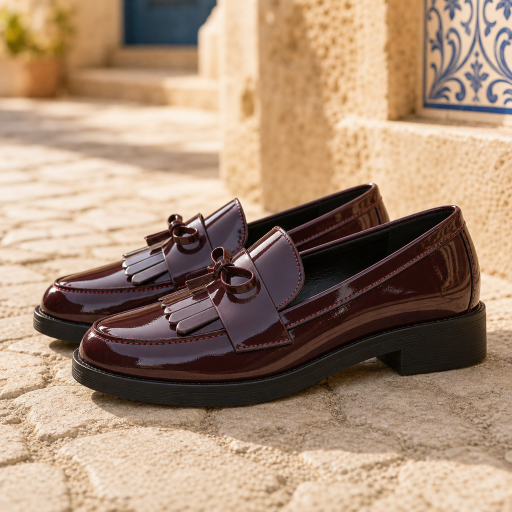 Mocassins À Talons Carrés Avec Frange Dans Le Style Vintage - Mediterranean Lifestyle