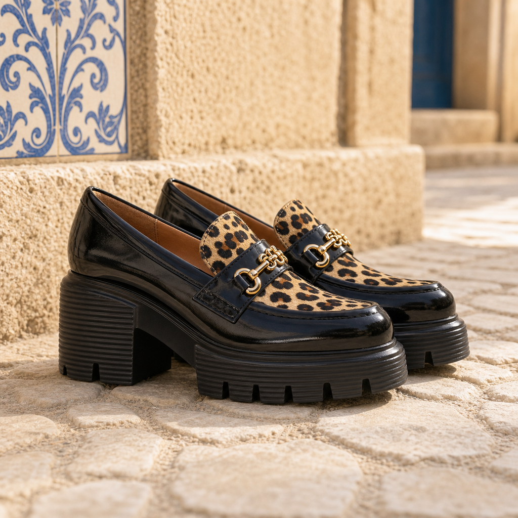 Mocassins Style British Avec Imprimé Léopard Et Boucles Dorées - Mediterranean Lifestyle