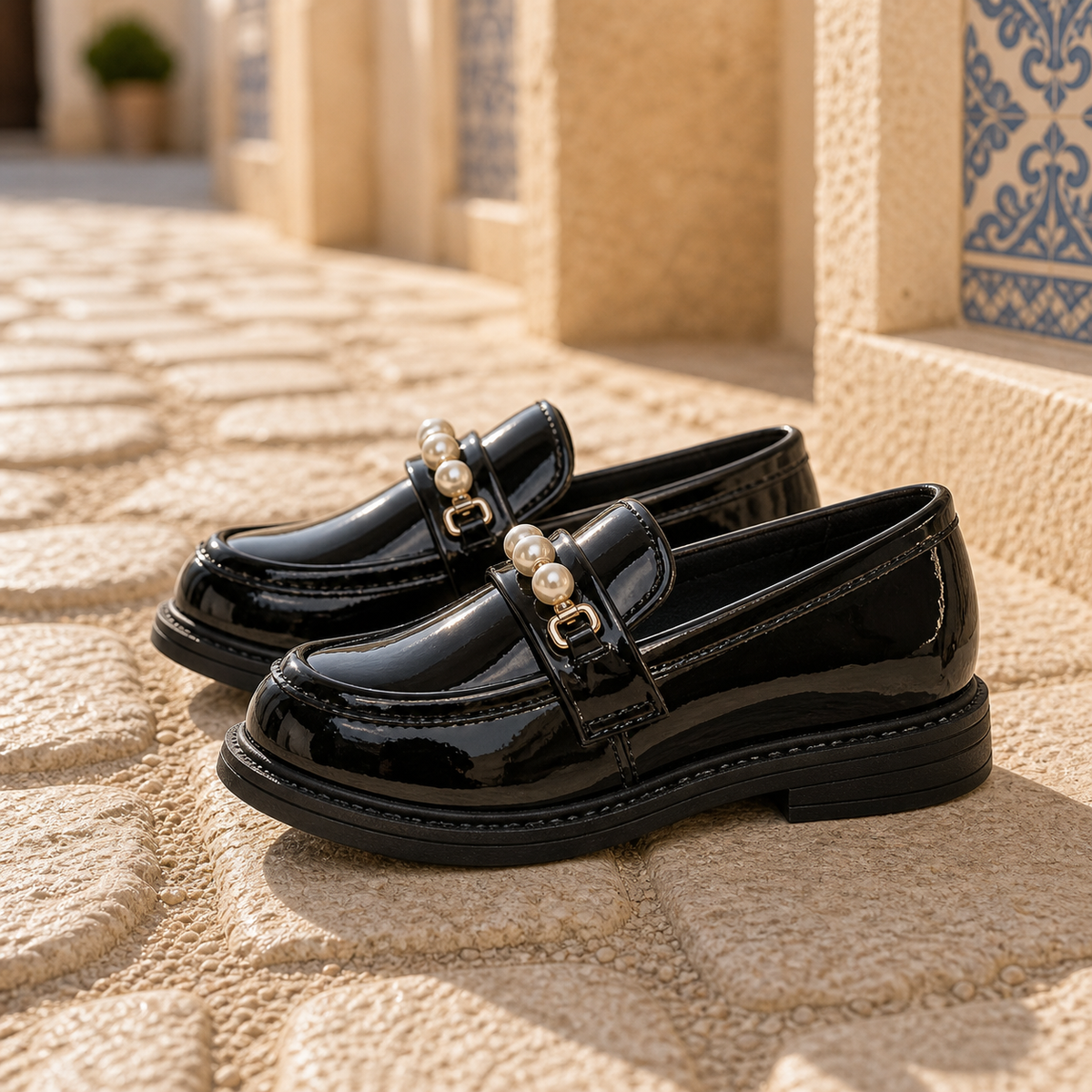 Mocassins En Cuir Et Perles Pour Filles - Mediterranean Lifestyle