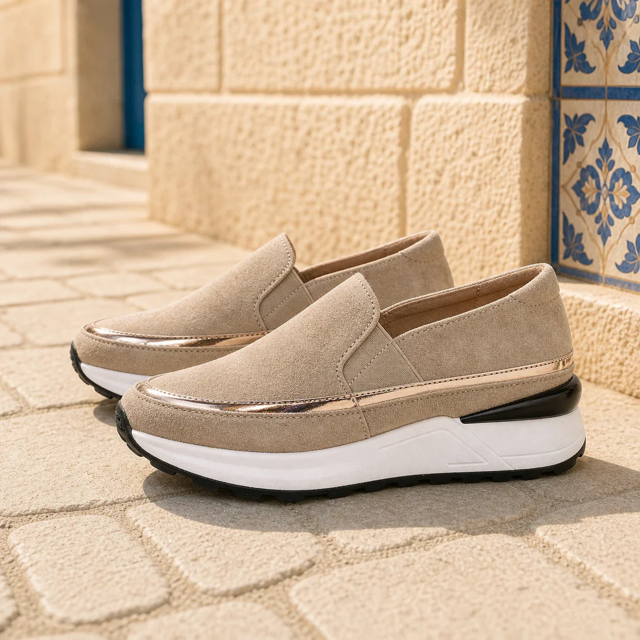 Mocassins Daim À Plateforme Compensée - Mediterranean lifestyle