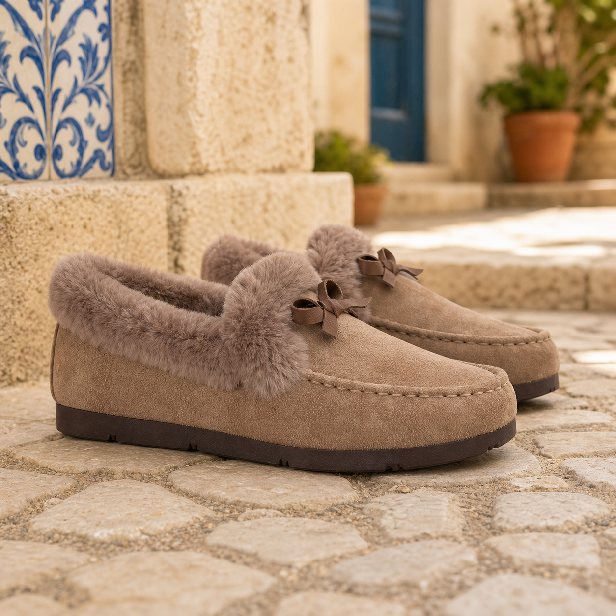 Mocassins Souples D’hiver Élégants En Fausse Fourrure - Mediterranean Lifestyle