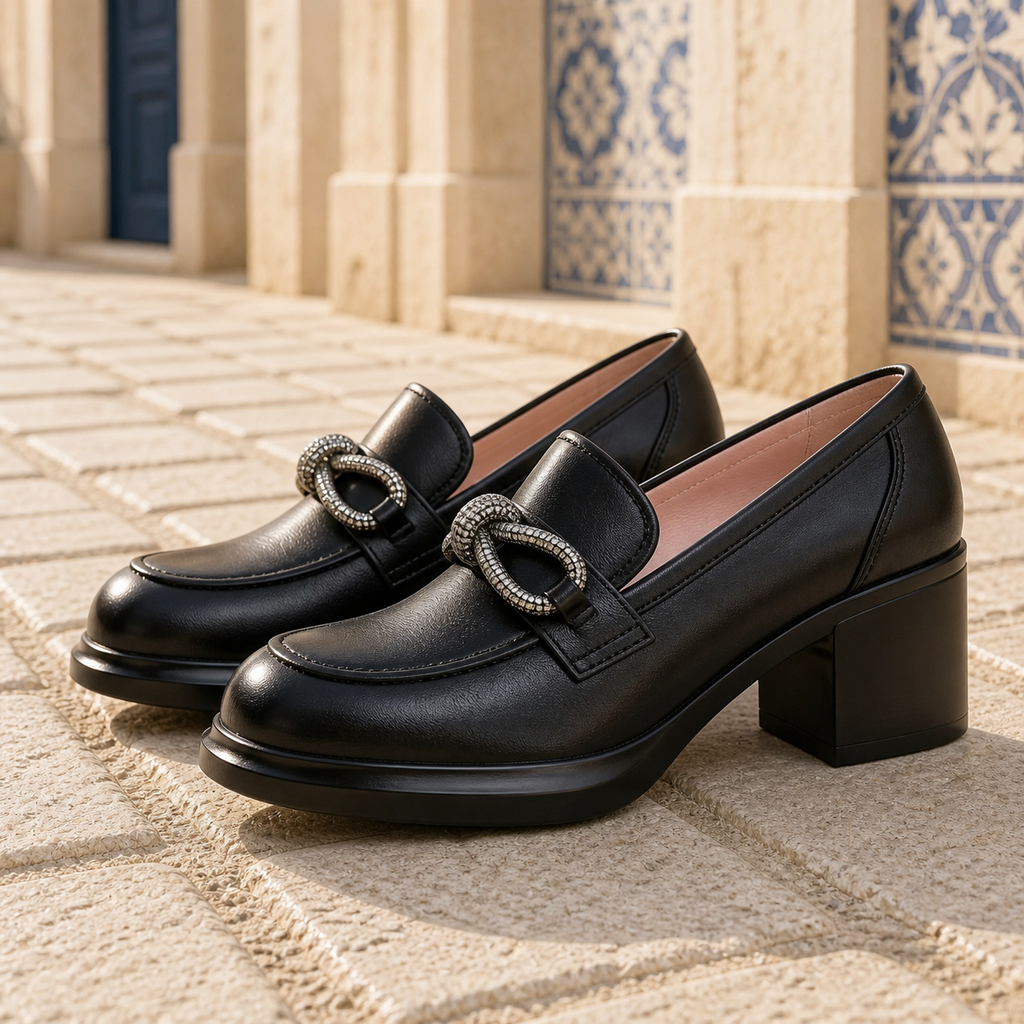 Mocassins Noirs Style Britannique Avec Nœud Papillon Pour Femmes - Mediterranean Lifestyle