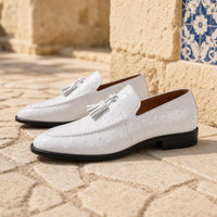 Mocassins À Glands Vernis Noir Et Blanc Pour Homme - Mediterranean Lifestyle