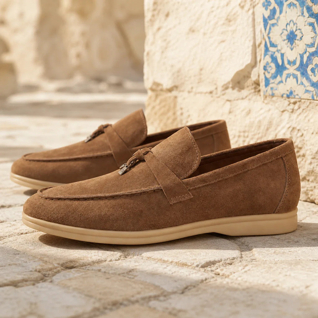 Mocassins À Glands En Daim Camel Pour Homme - Mediterranean Lifestyle