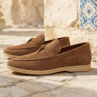 Mocassins À Glands En Daim Camel Pour Homme - Mediterranean Lifestyle