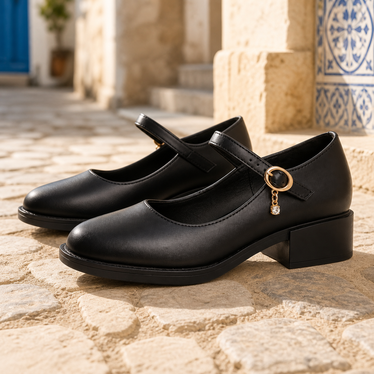Mocassin À Talons Carrés Élégants - Mediterranean Lifestyle
