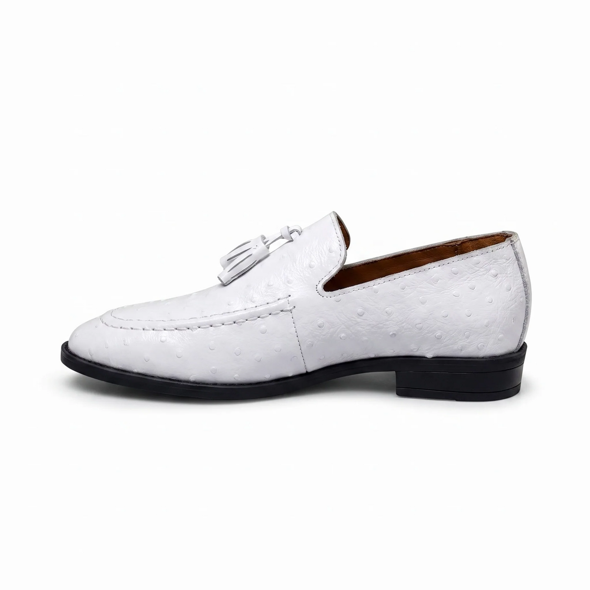 Mocassins À Glands Vernis Noir Et Blanc Pour Homme - Studio — Side Profile