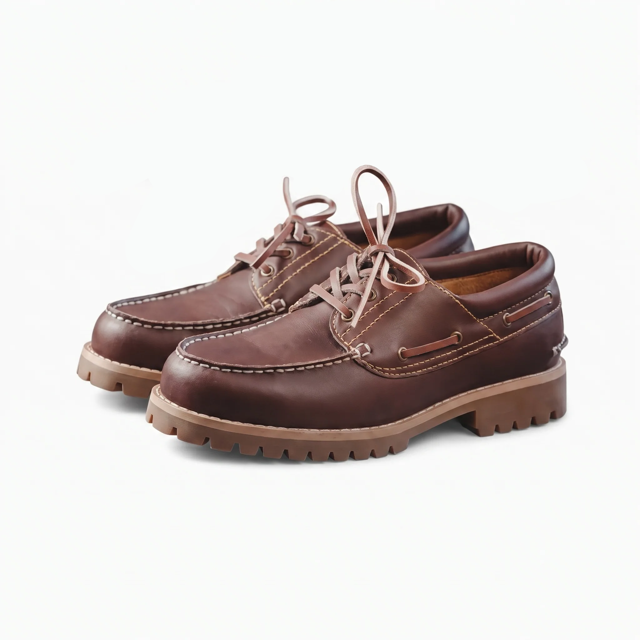 Mocassins Décontractés À Plateforme En Cuir Véritable Pour Homme - Studio — Front 3/4 Pair