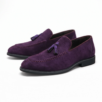 Mocassins Violets En Daim Pour Hommes - Studio — Front 3/4 Pair