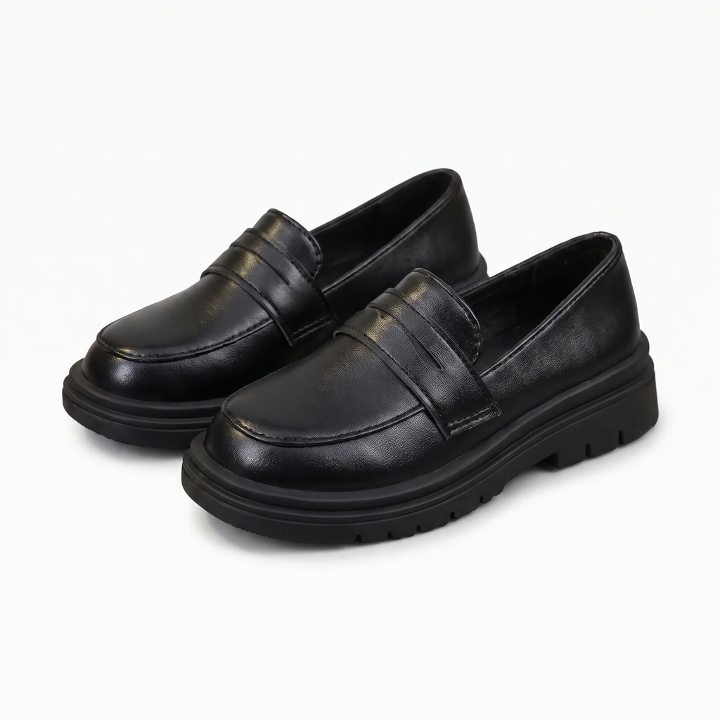 Mocassins Noir Brillant De Printemps Pour Garçons - Studio — Front 3/4 Pair