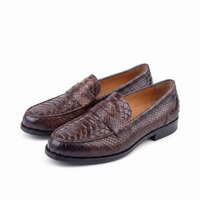 Mocassins Décontractés Marron En Cuir Véritable Pour Homme - Studio — Front 3/4 Pair