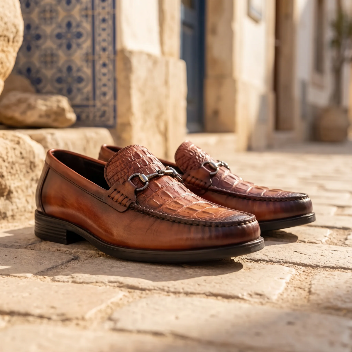 Mocassins Vernis Effet Crocodile De Luxe Pour Homme - Lifestyle — Mediterranean Editorial