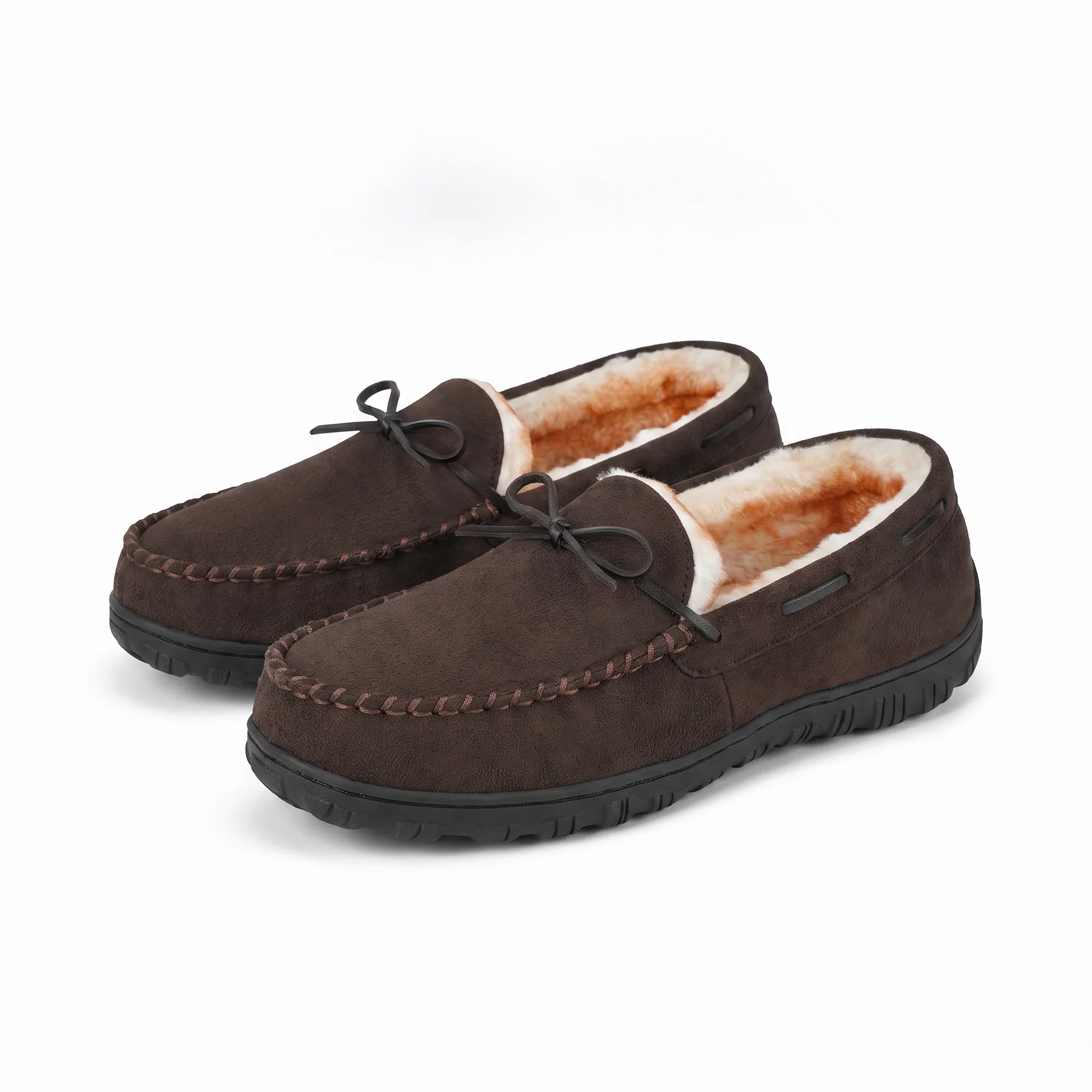 Mocassins En Daim Fourrés - Studio — Front 3/4 Pair