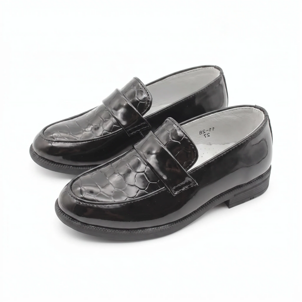 Mocassins Polyvalents En Cuir Vernis Pour Garçons - Studio — Front 3/4 Pair