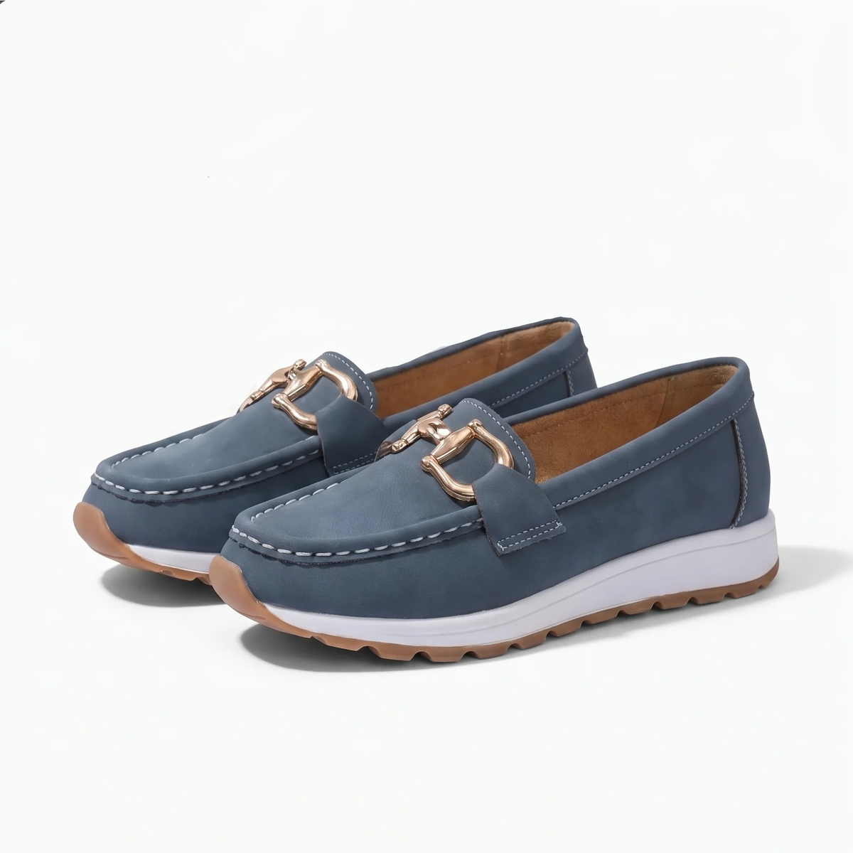 Mocassins Orthopédiques En Daim Compensés - Studio — Front 3/4 Pair