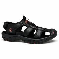 Kairo Cuir Sandales Pêcheur – Confort Estival Souple Marche Chaussures - Noir - Studio — Side Profile