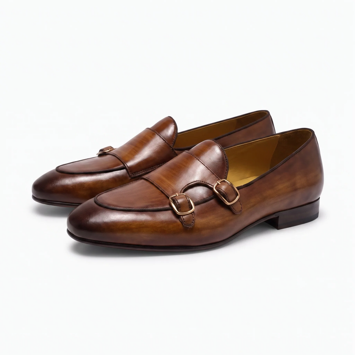 Mocassins En Cuir Véritable Marron Foncé Pour Homme - Studio — Front 3/4 Pair