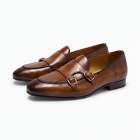 Mocassins En Cuir Véritable Marron Foncé Pour Homme - Studio — Front 3/4 Pair