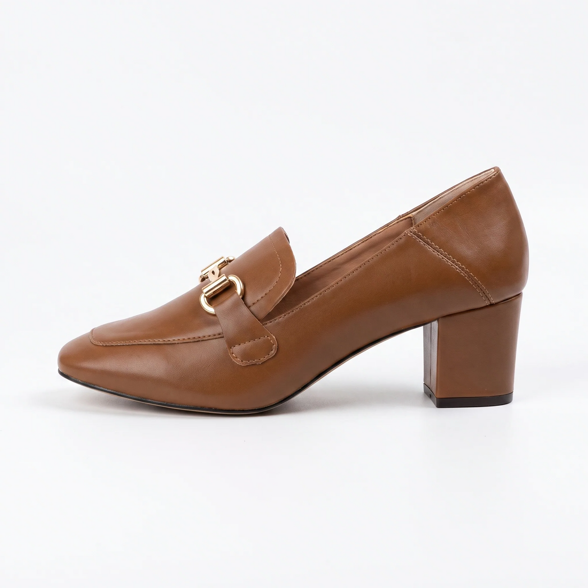 Mocassins Vintage À Talons Et Chaînettes En Cuir Pour Femmes - Studio — Side Profile