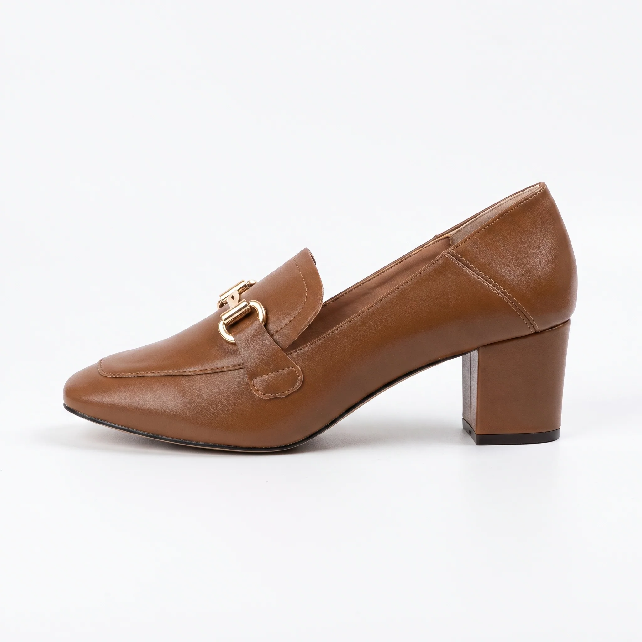 Mocassins Vintage À Talons Et Chaînettes En Cuir Pour Femmes - Studio — Side Profile