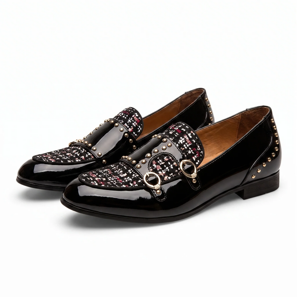 Mocassins Vernis De Luxe À Paillettes Pour Hommes - Studio — Front 3/4 Pair