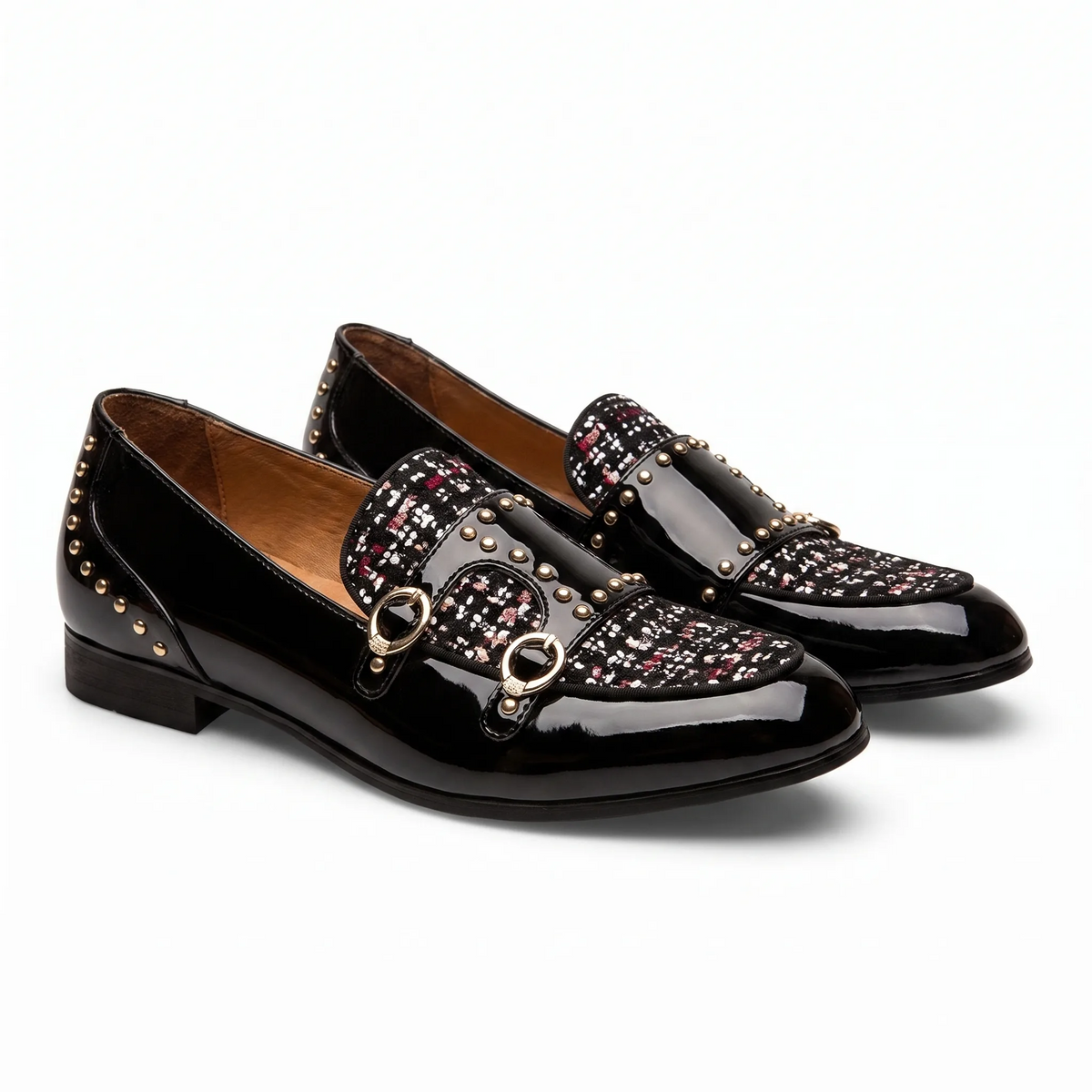 Mocassins Vernis De Luxe À Paillettes Pour Hommes - Studio — Front 3/4 Pair