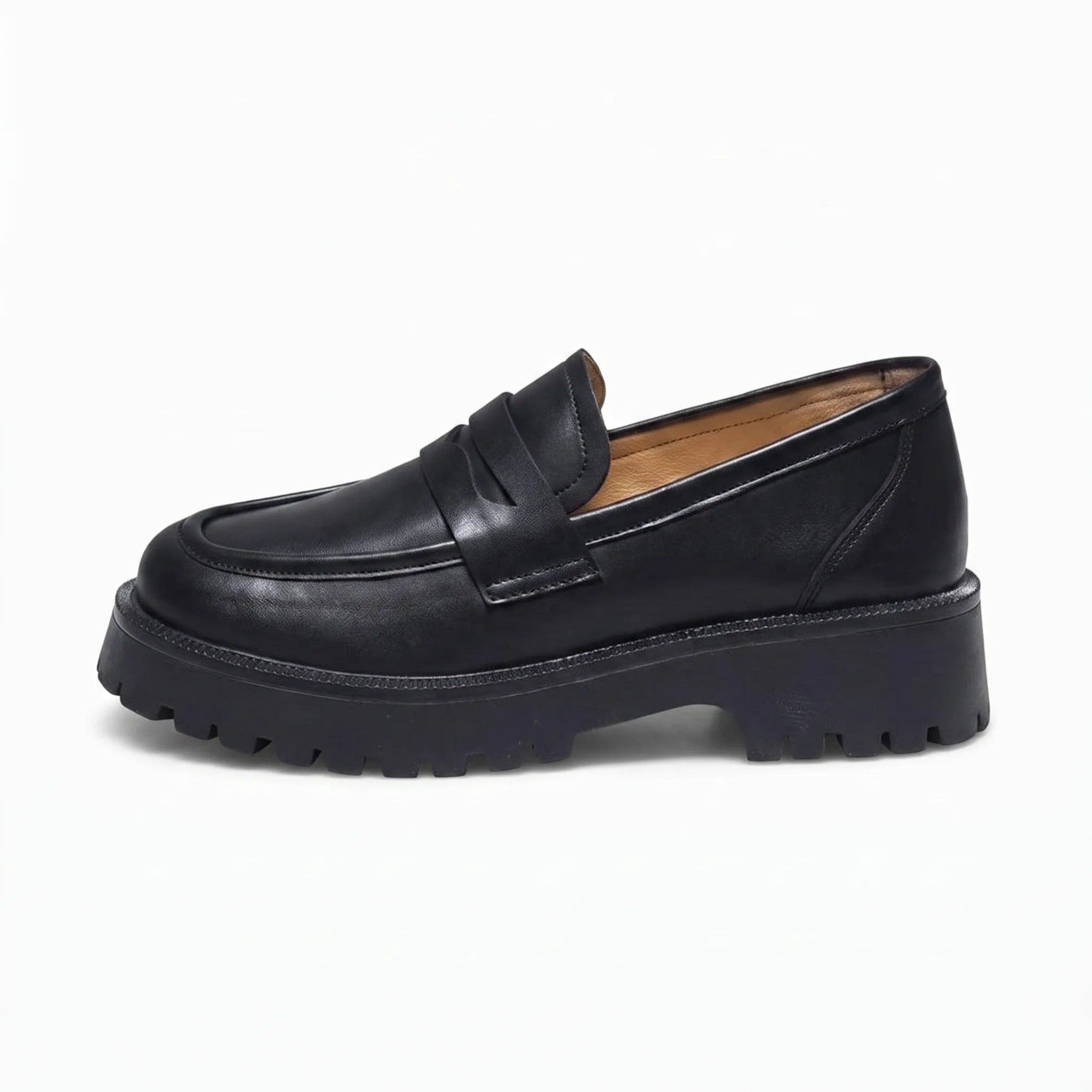 Mocassins En Cuir À Plateforme Pour Femmes - Studio — Side Profile