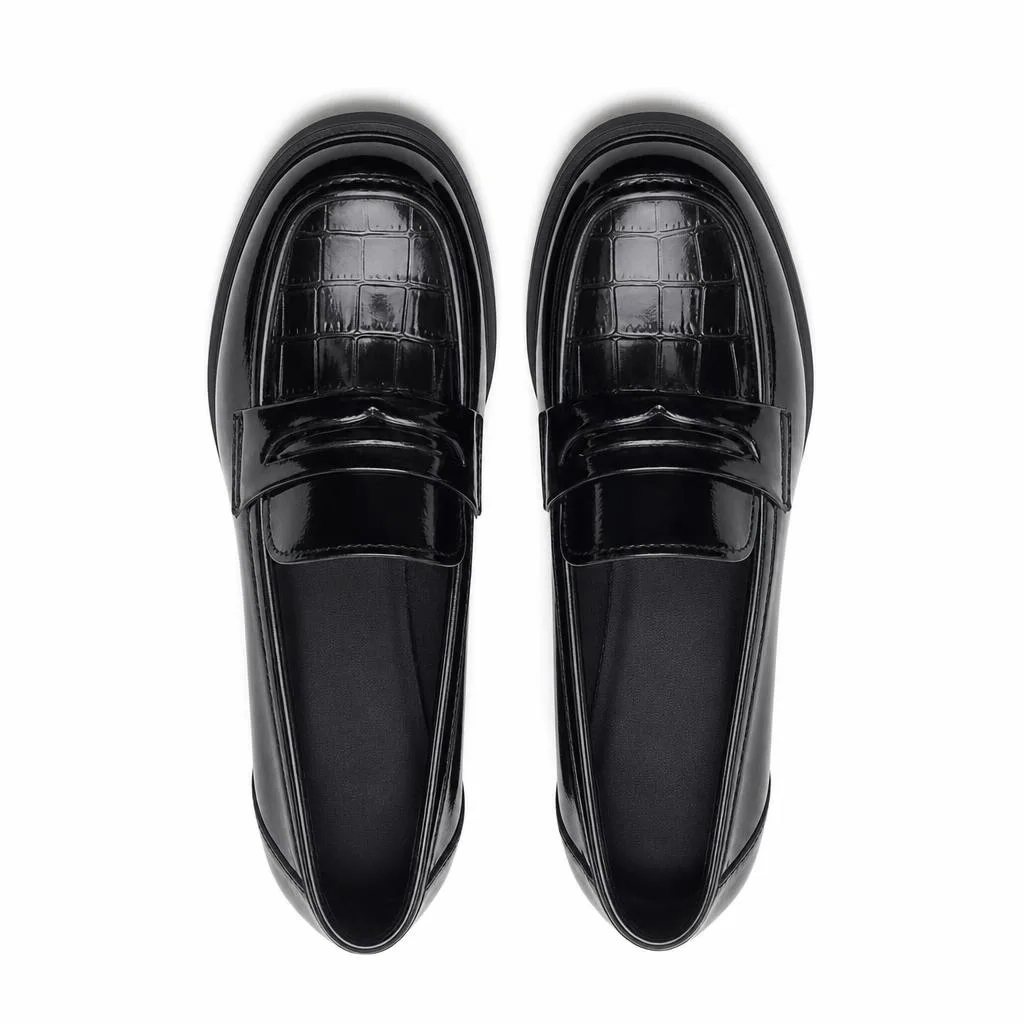 Mocassins À Talons En Cuir Verni Pour Femmes - Studio - Top view