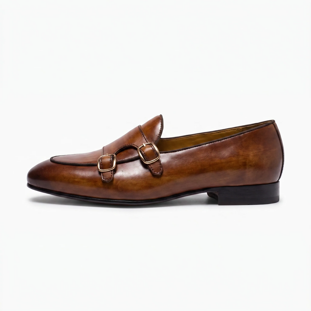 Mocassins En Cuir Véritable Marron Foncé Pour Homme - Studio — Side Profile
