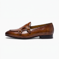 Mocassins En Cuir Véritable Marron Foncé Pour Homme - Studio — Side Profile