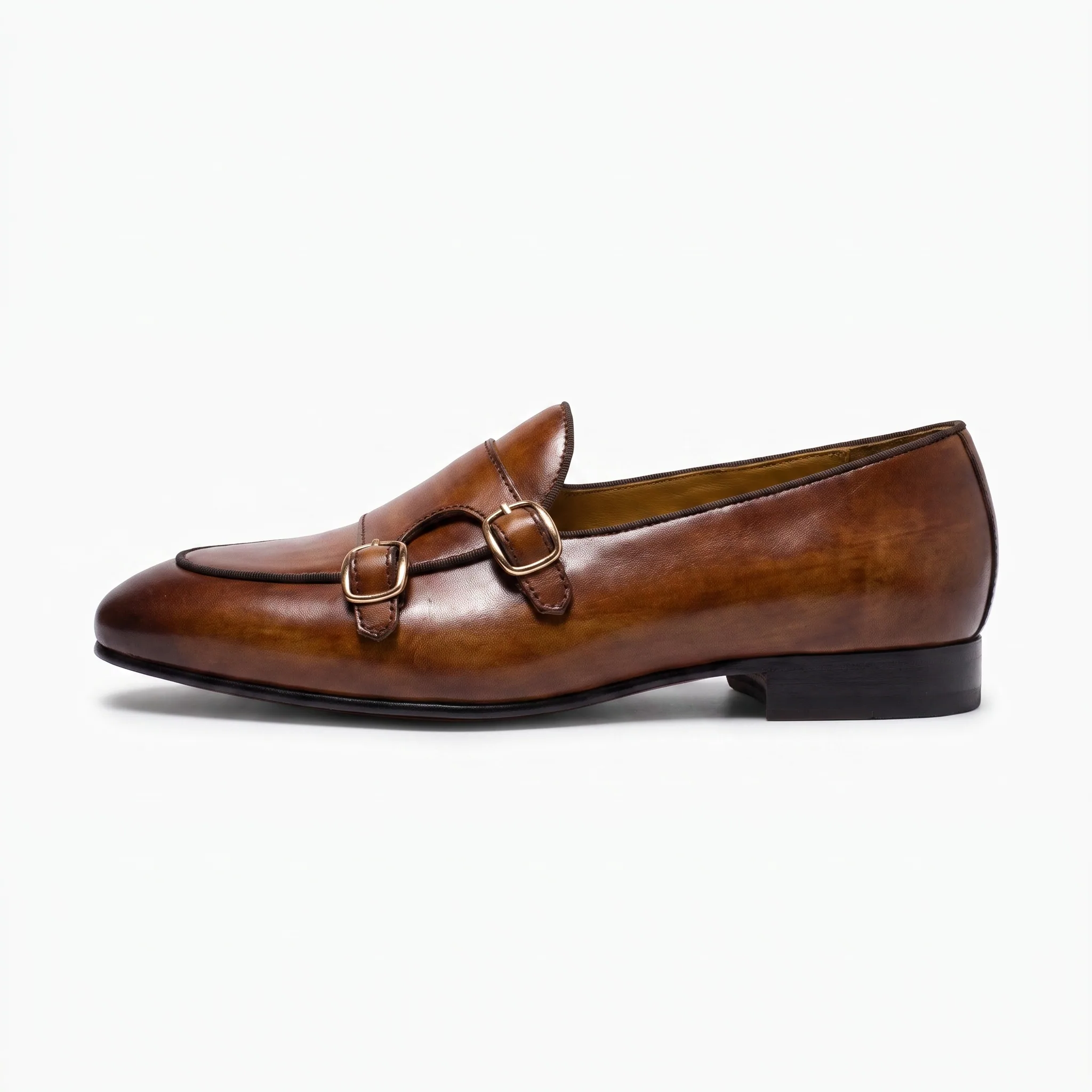Mocassins En Cuir Véritable Marron Foncé Pour Homme - Studio — Side Profile