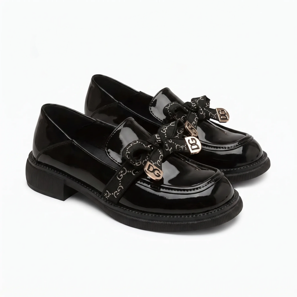 Mocassins Plateforme Nœud Papillon Noir Pour Femmes - Studio — Front 3/4 Pair