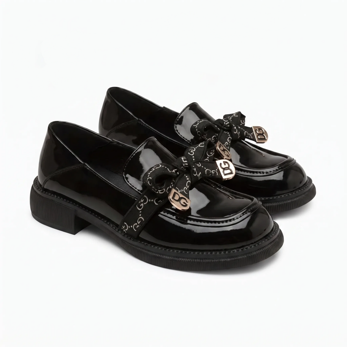 Mocassins Plateforme Nœud Papillon Noir Pour Femmes - Studio — Front 3/4 Pair