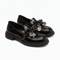 Mocassins Plateforme Nœud Papillon Noir Pour Femmes - Studio — Front 3/4 Pair