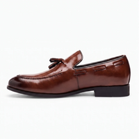Mocassins À Gland En Cuir Véritable Marron Pour Hommes - Studio — Side Profile
