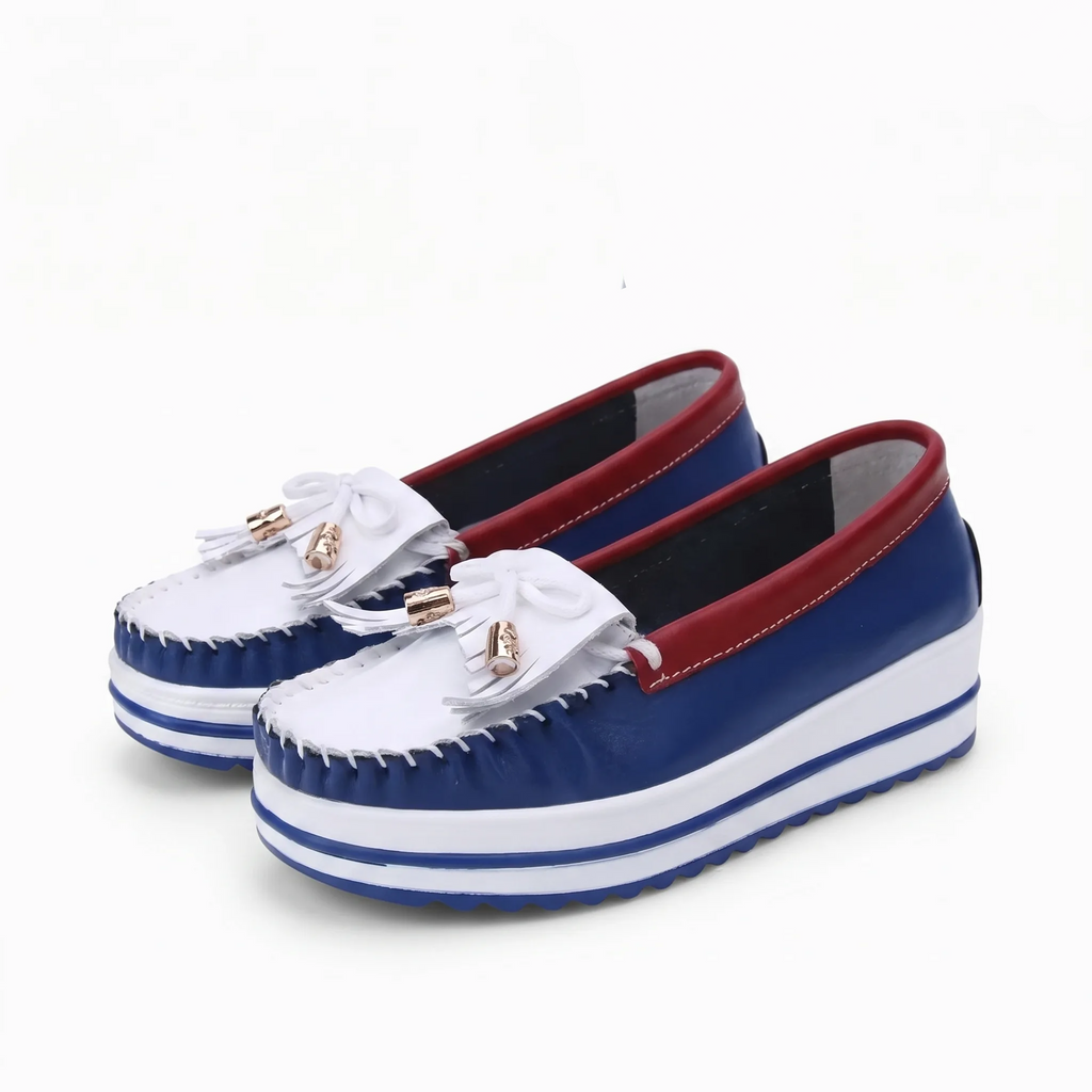 Mocassins Bicolores À Plateforme Pour Femmes - Studio — Front 3/4 Pair