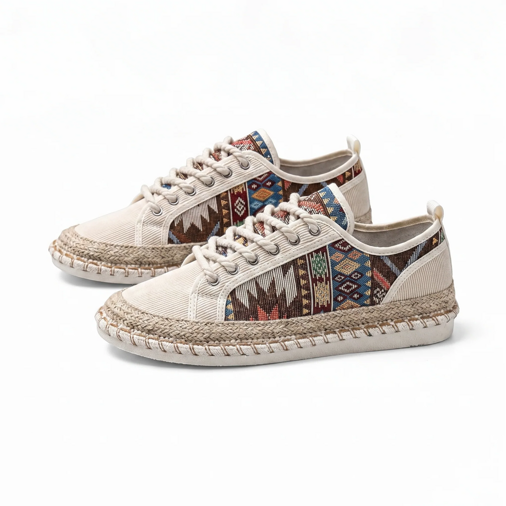Mocassins Indiens En Toile - Studio — Front 3/4 Pair
