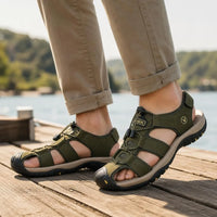 Kairo Cuir Sandales Pêcheur – Confort Estival Souple Marche Chaussures - Vert Armée - Lifestyle — Worn Editorial