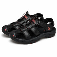 Kairo Cuir Sandales Pêcheur – Confort Estival Souple Marche Chaussures - Noir - Studio — Front 3/4 Pair