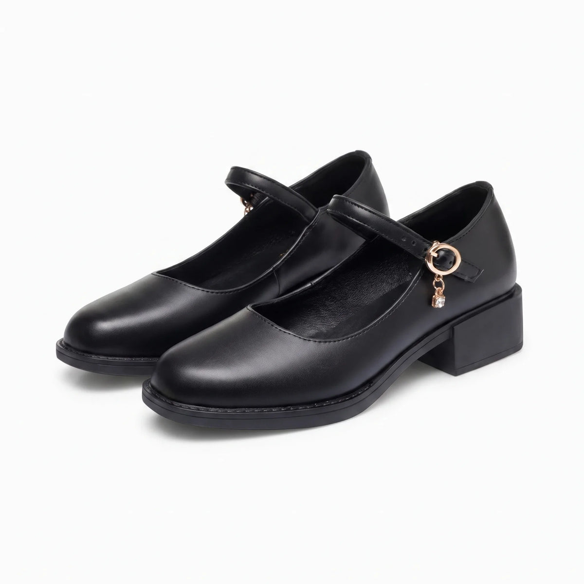Mocassin À Talons Carrés Élégants - Studio — Front 3/4 Pair