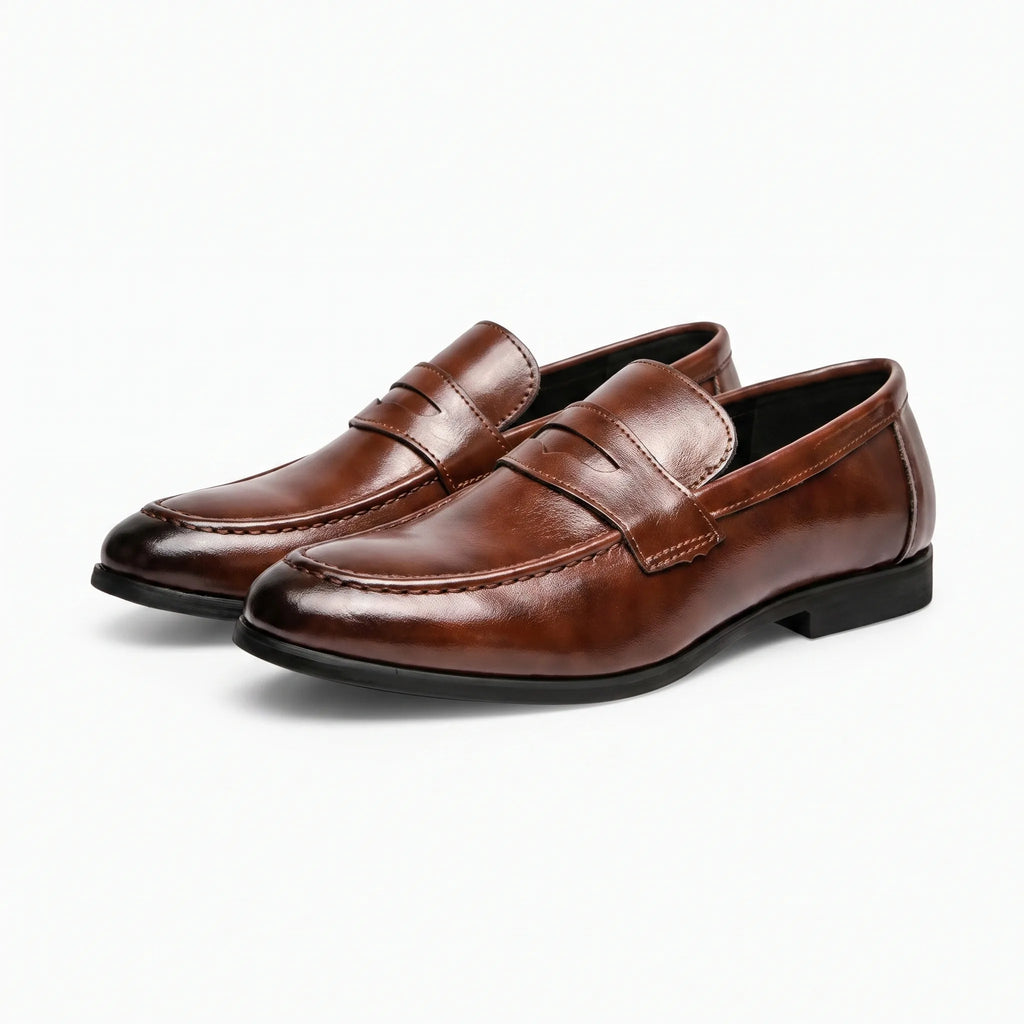 Mocassin Cuir Homme Semelle Gomme - Studio — Front 3/4 Pair