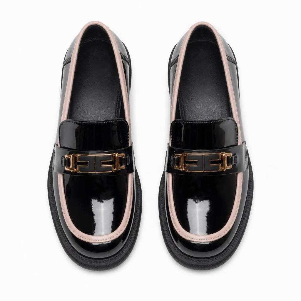 Mocassins À Bout Rond En Cuir Verni Pour Femmes - Studio - Top view
