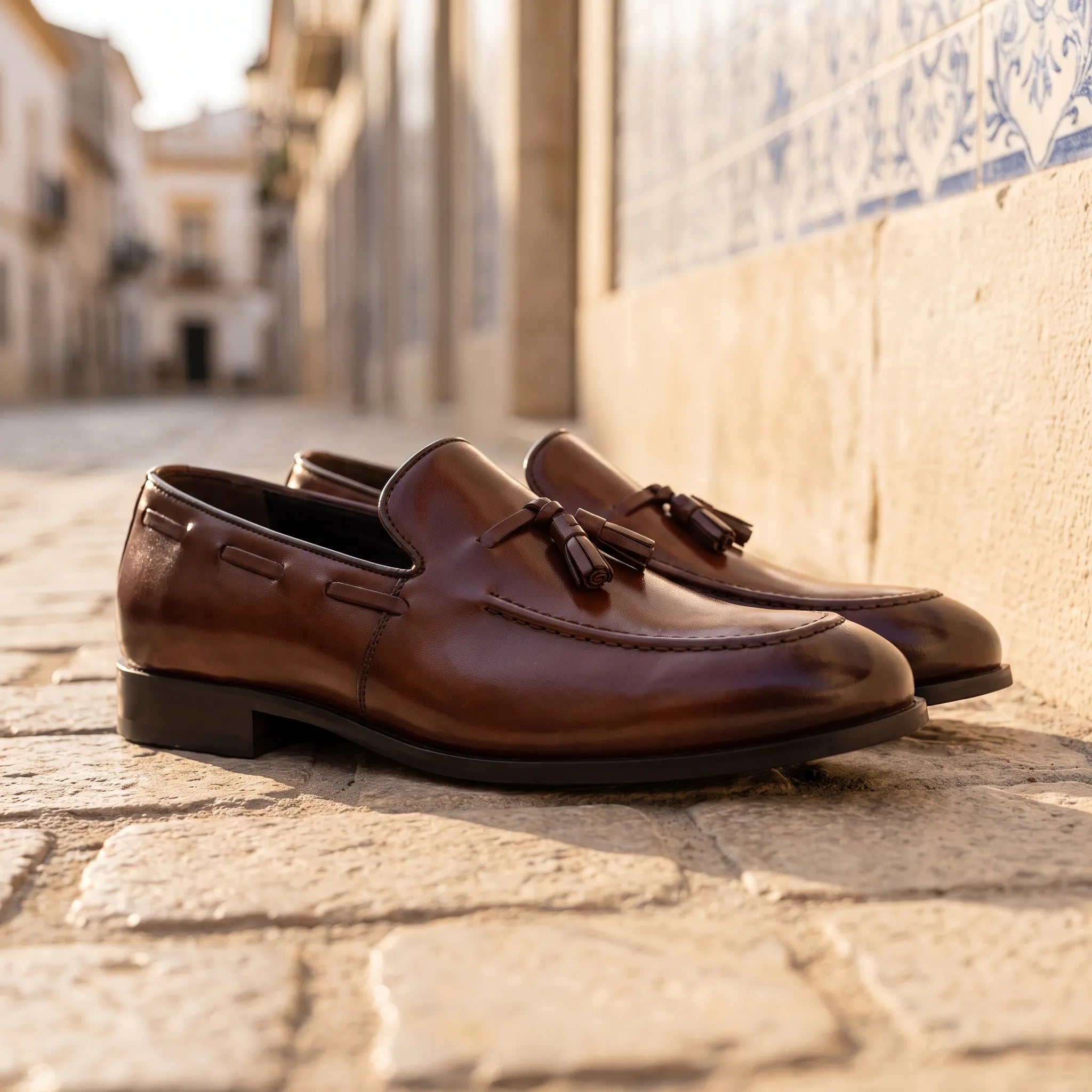 Mocassins À Gland En Cuir Véritable Marron Pour Hommes - Lifestyle — Mediterranean Editorial