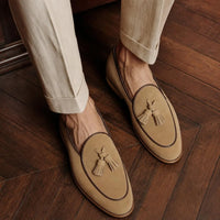 Mocassins à Gland En Daim Beige Pour Homme - On-foot — Top-down Worn View
