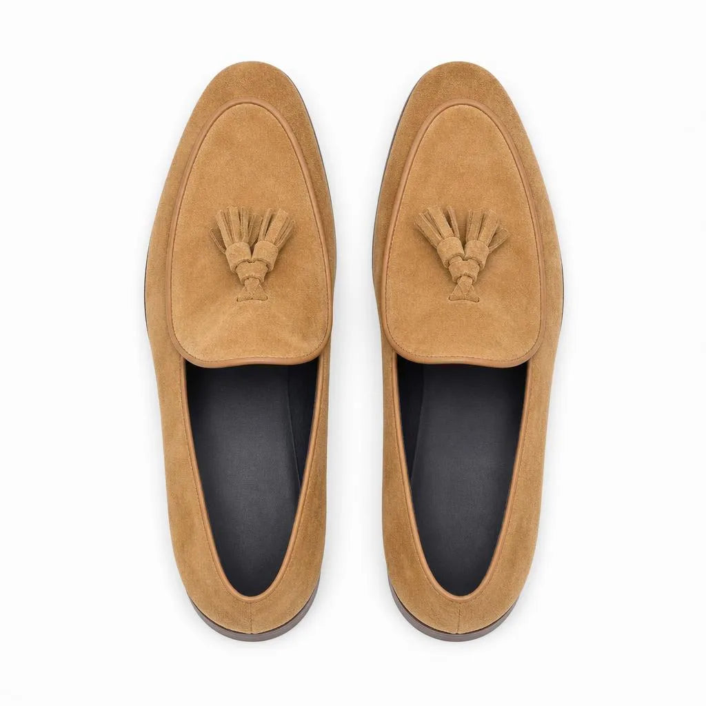 Mocassins à Gland En Daim Haut de gamme Beige Pour Homme - Beige - Studio - Top view