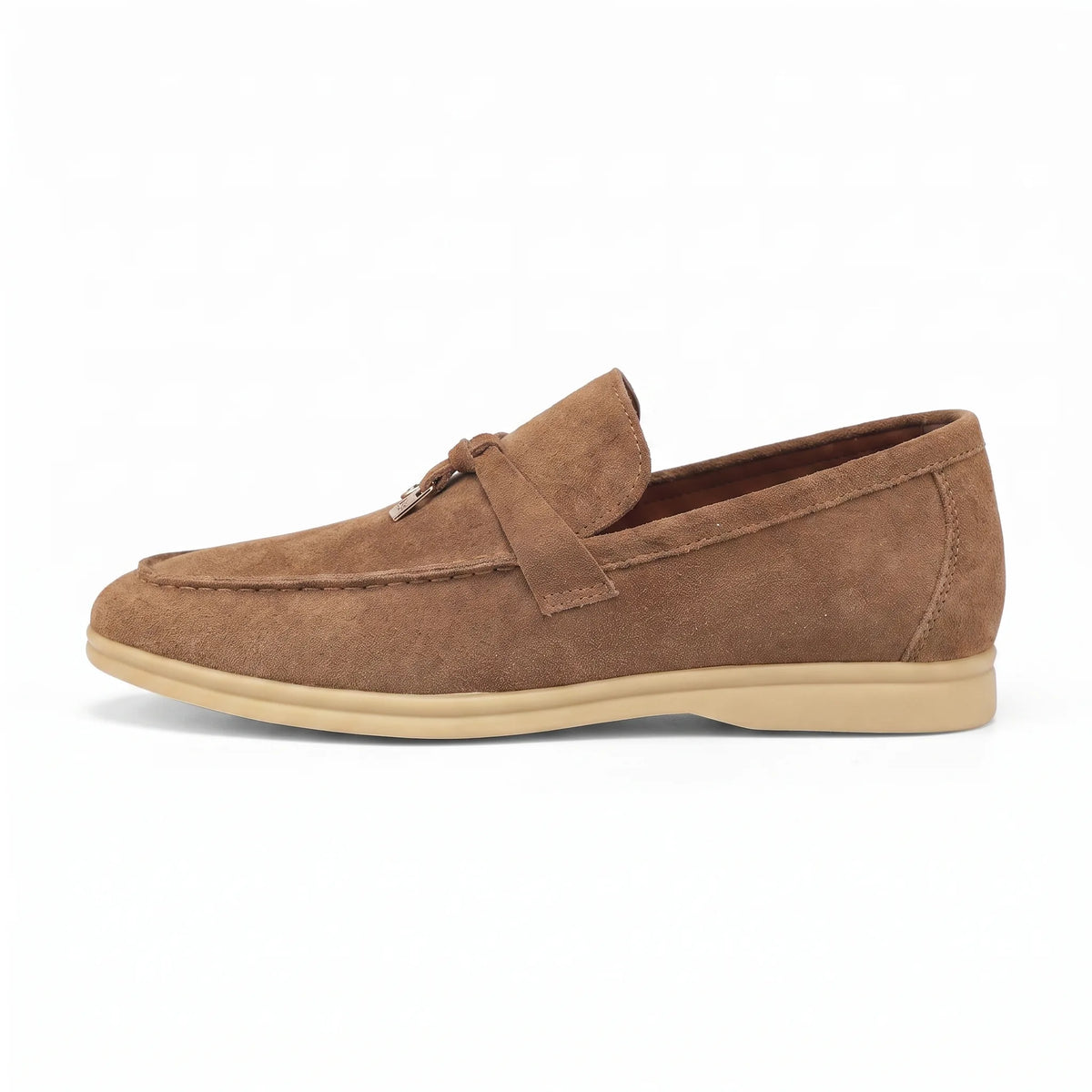 Mocassins À Glands En Daim Camel Pour Homme - Studio — Side Profile