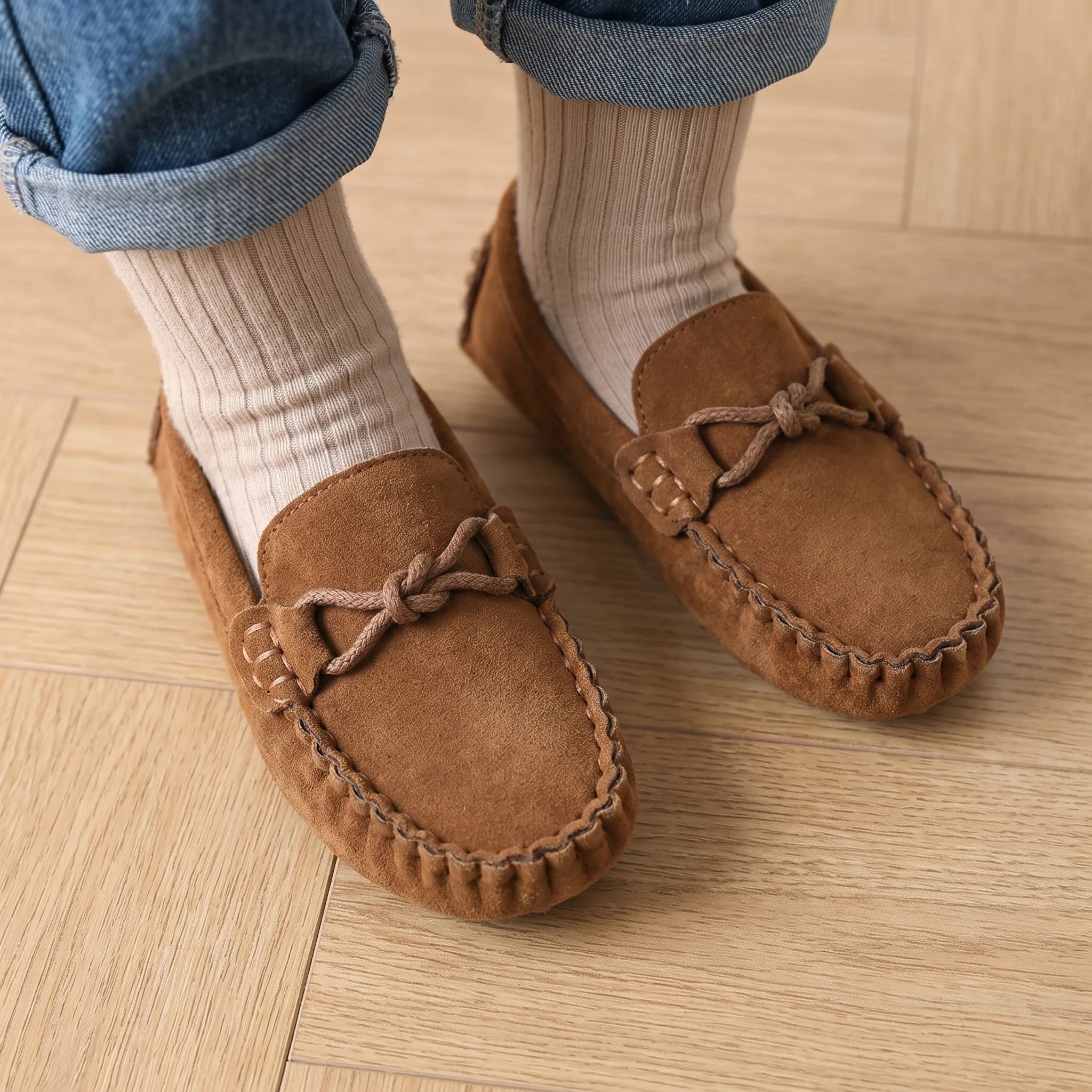 Mocassins À Nœud Papillon Pour Enfants - On-foot — Top-down Worn View Image